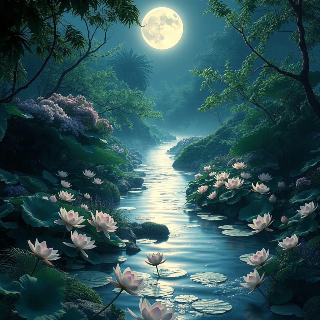 Moonlit Garden of Dreams