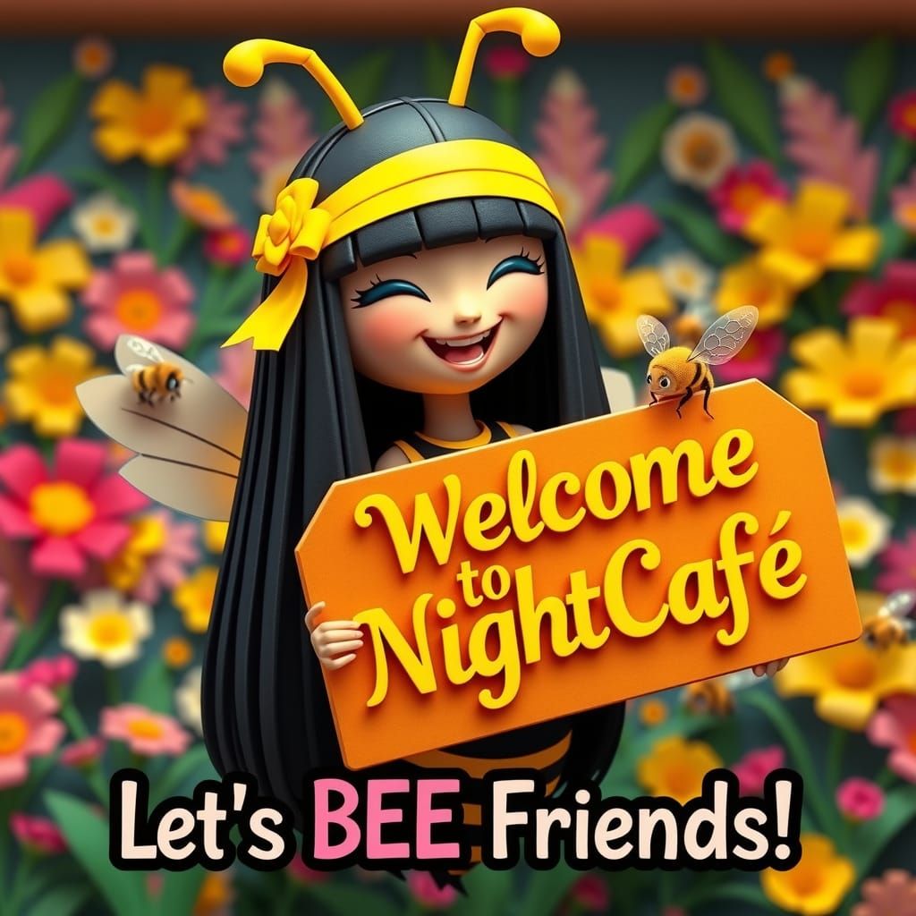 Whimsical 3D Bumblebee Girl in Origami Style