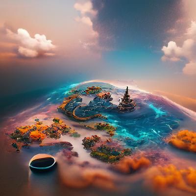 Island in Endless Sea: Detailed Matte Painting