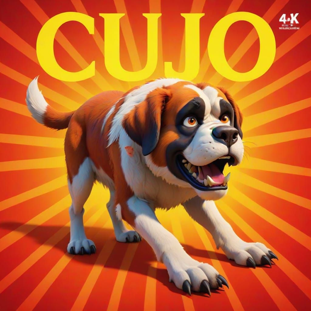 Cujo Movie Poster Reimagined in Pixar Style