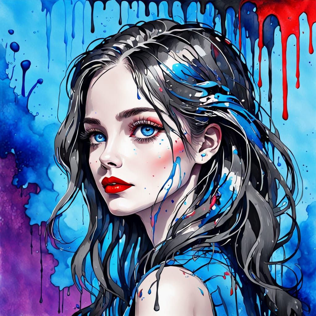 Monochromatic Portrait in Watercolor Style