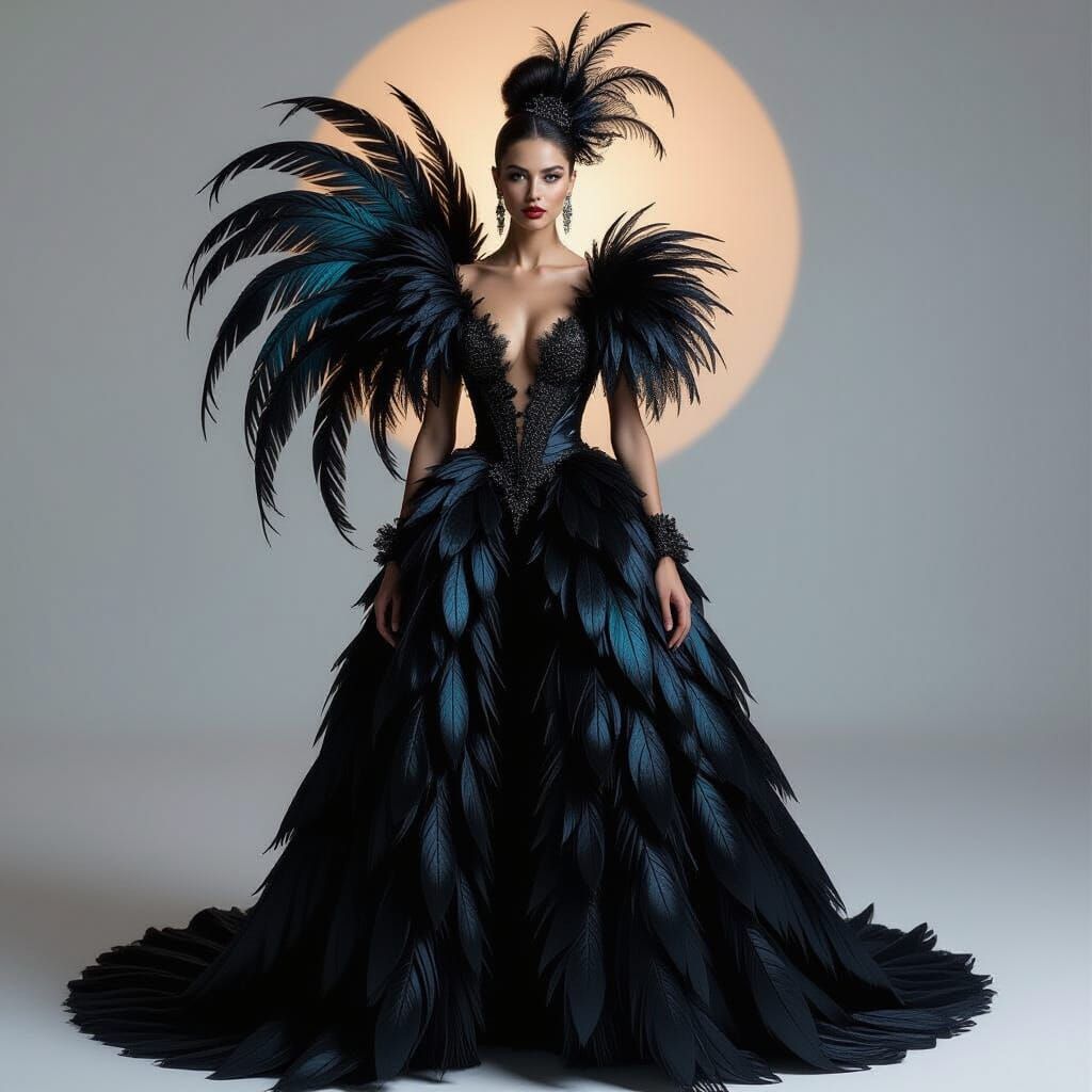 Gothic Raven Queen in Mystical Ambiance