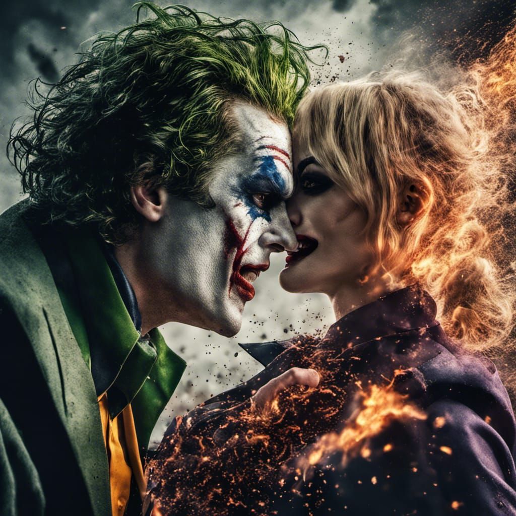 Joker and Harley Quinn Bomb Explosion: Hyperrealistic Detail