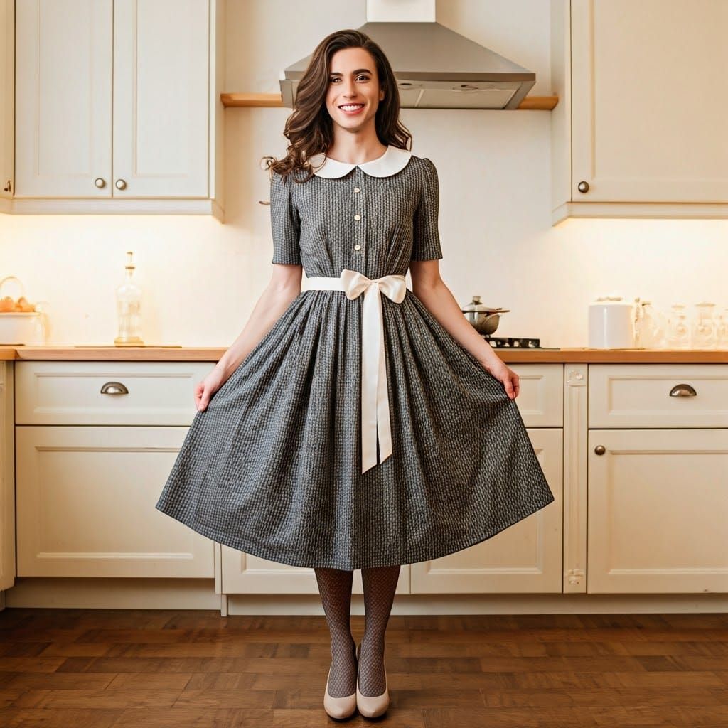 Elegant Young Man Poses in Vintage-Style Dress