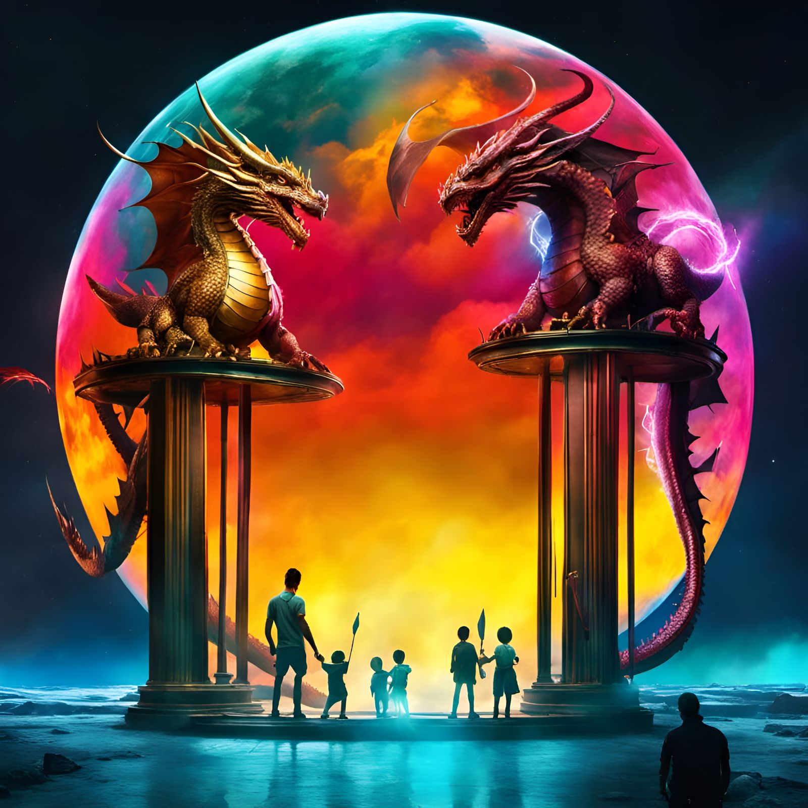 Family Theme Park with Augmented Reality Dragons