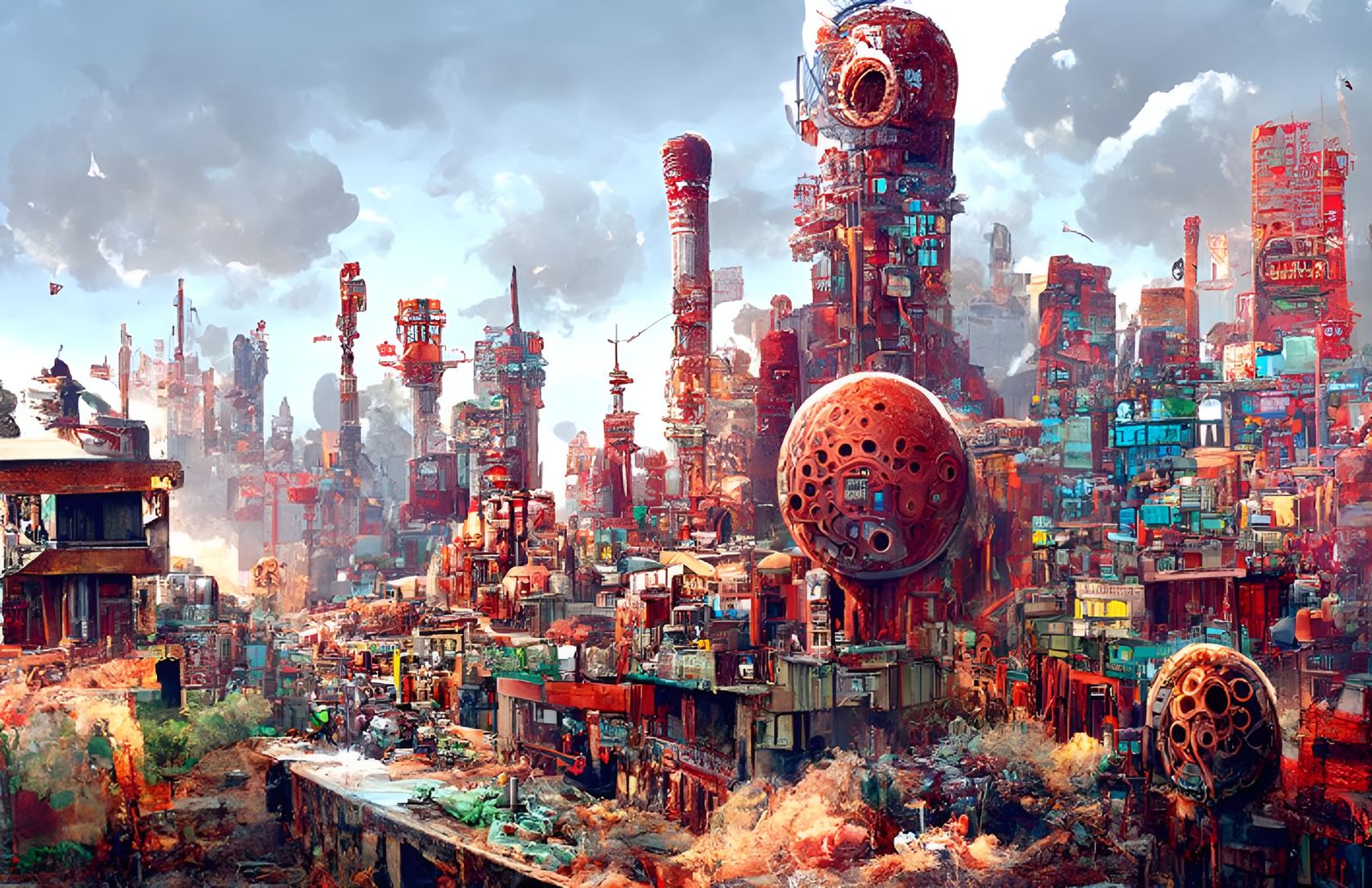 Dystopian Cyberpunk Cityscape Illustration in 8K