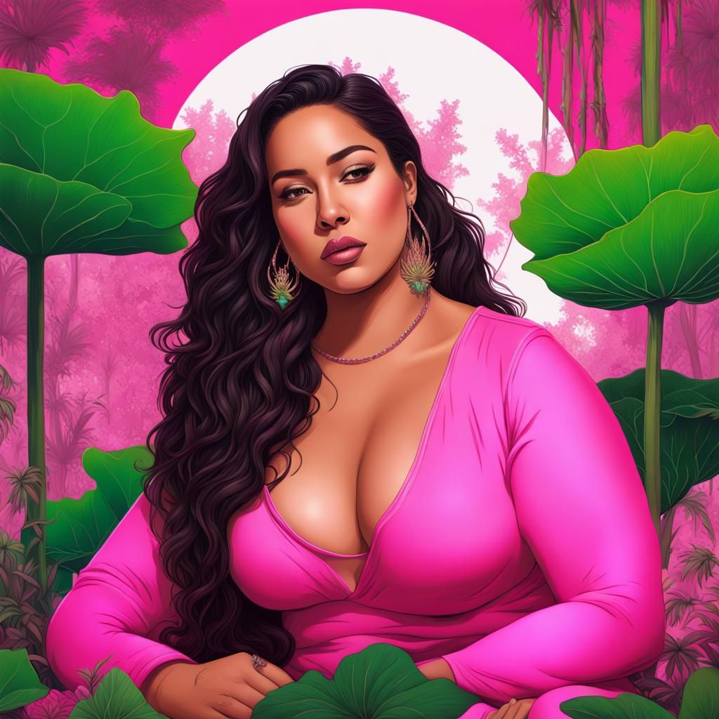 Empowering Latina Woman in Lotus Pose, Digital Art