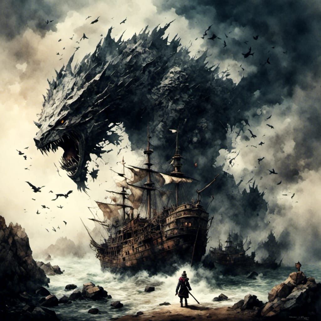 Lonely Creature in Antique Watercolor Style