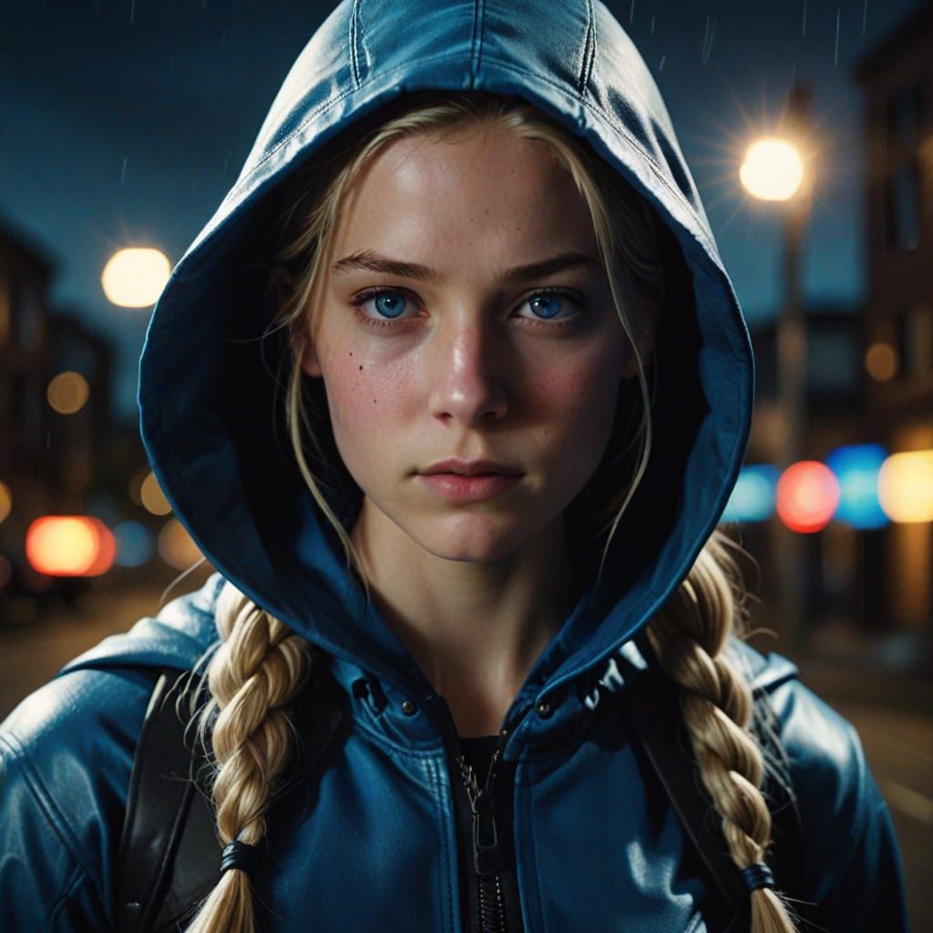 Epic Hyperrealistic Portrait of a Blonde College Superhero