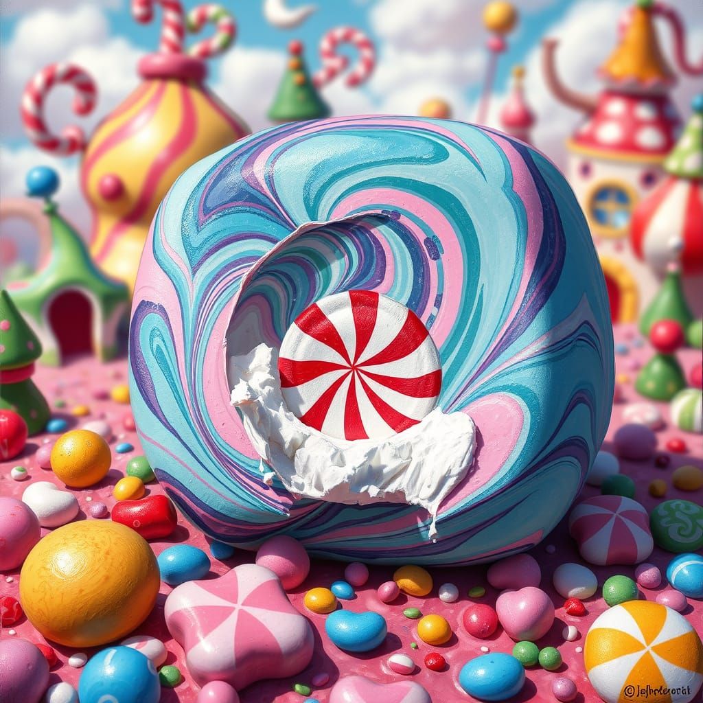 Whimsical Marshmallow Treat in Vibrant Gouache