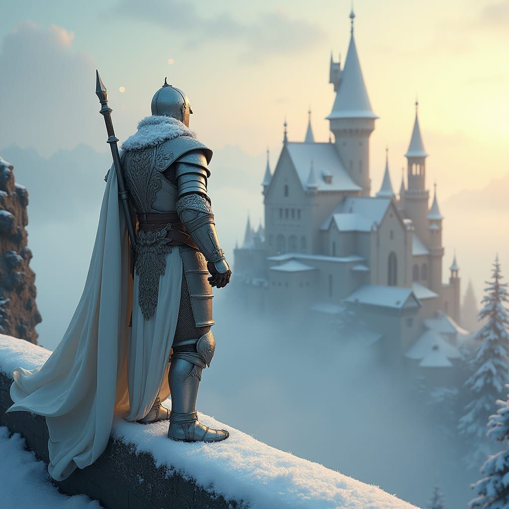 Warrior in Winter Castle, Digital Art