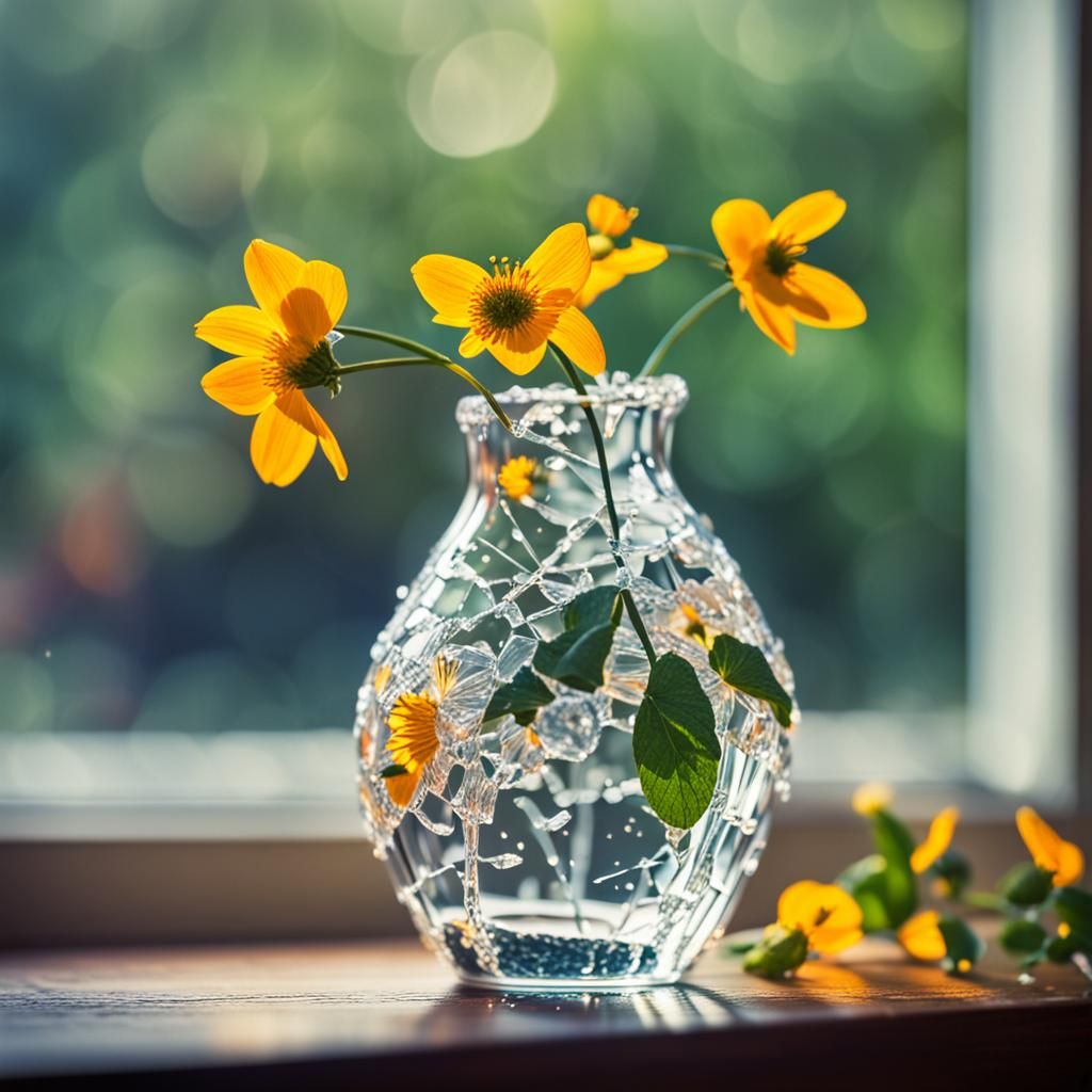 Dramatic Photo of Broken Glass Vase