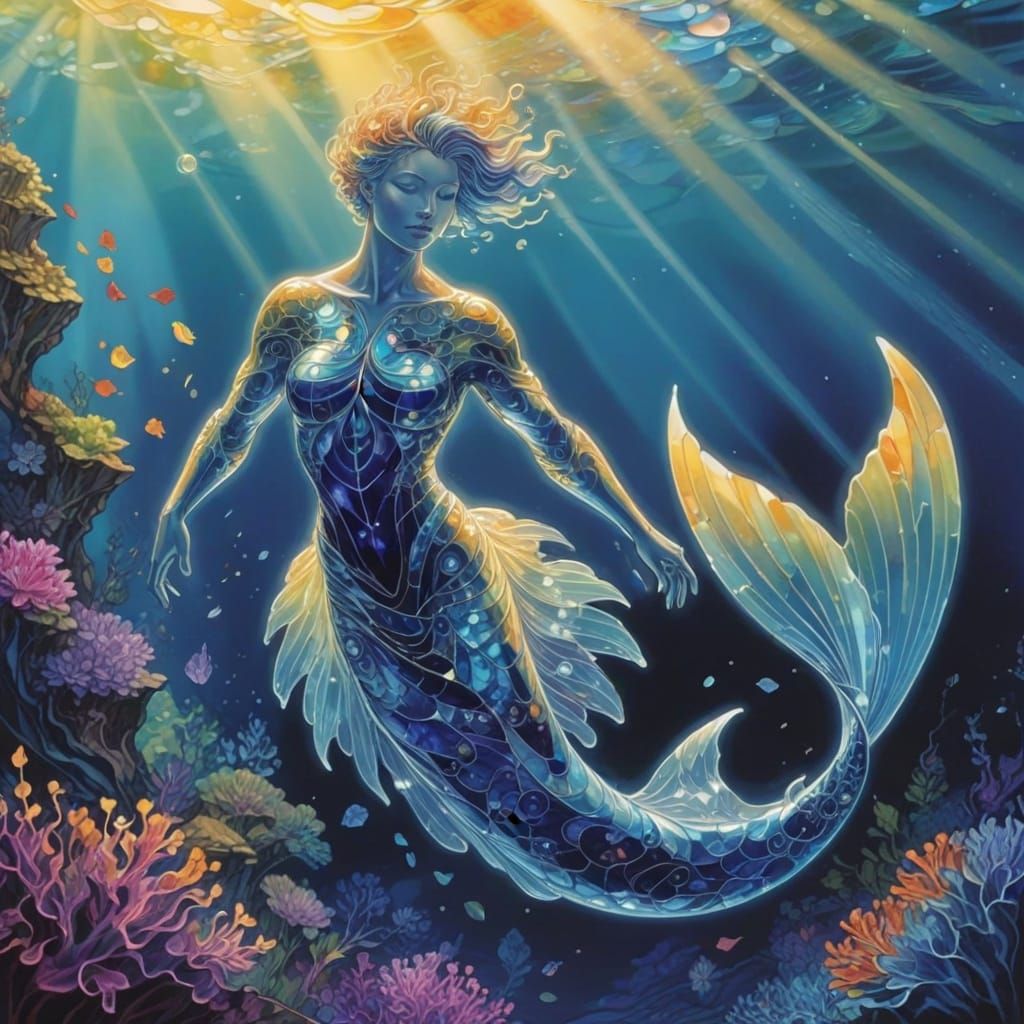 Vibrant Stained Glass Art with Surreal Spirals and Iridescen...