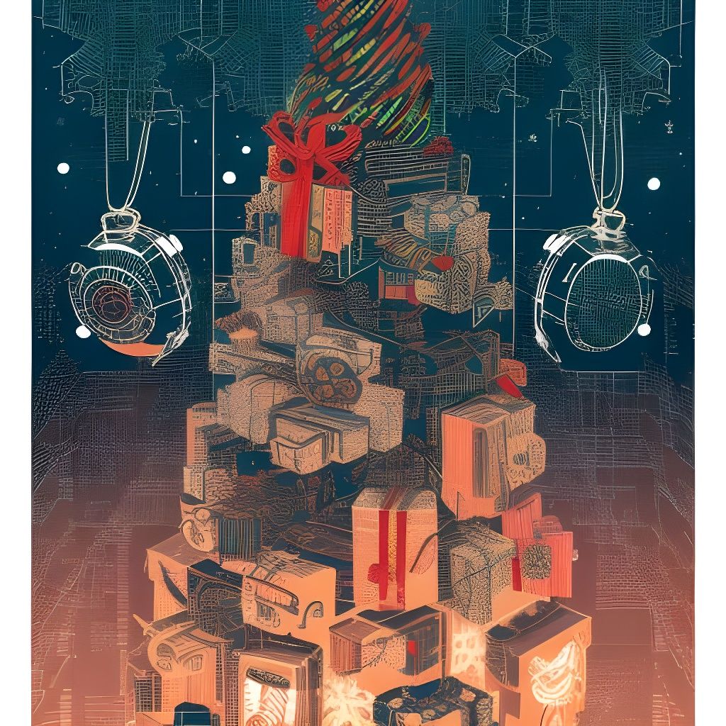 Cyberpunk Christmas Scene in Graphic Novel Style