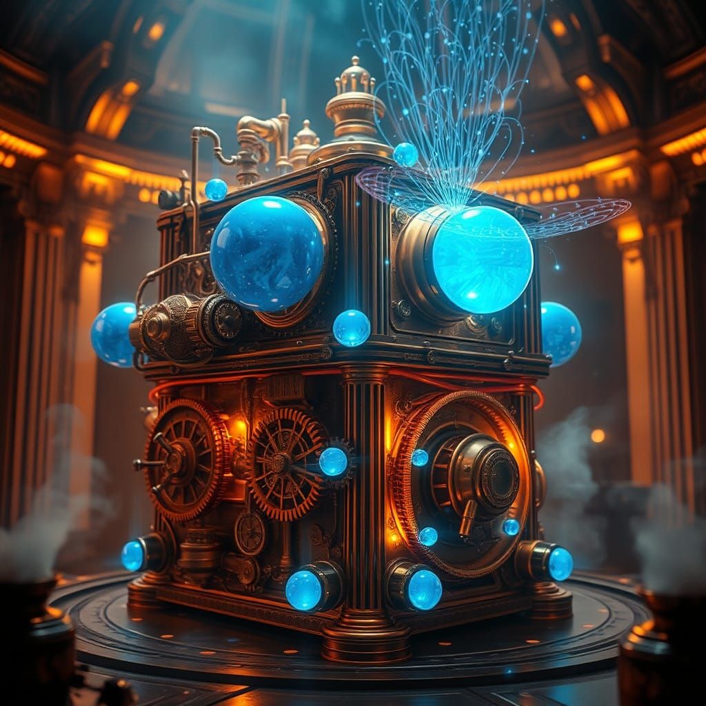 Steampunk Device Unleashes Holographic Aura in Cinematic Sty...