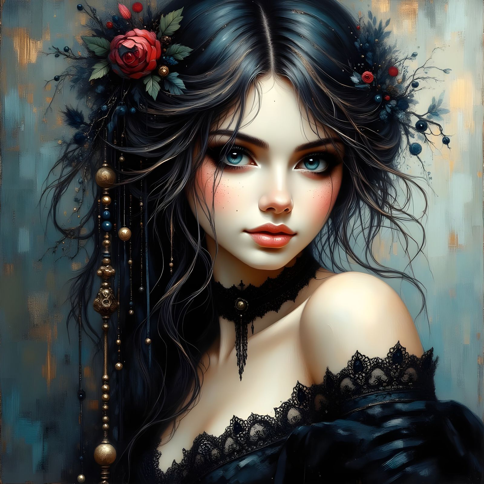 Norse Moon Goddess in Romantic Goth Portrait