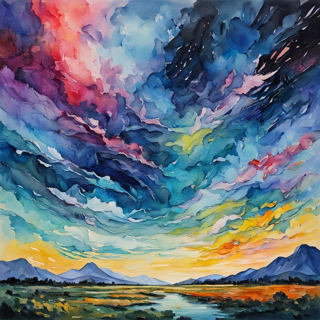 Epic Impressionist Galaxy in Gouache and Watercolor