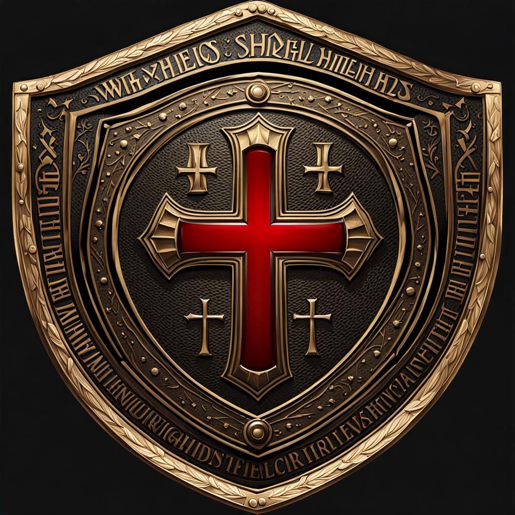 Medieval Shield with Greek Cross and Text