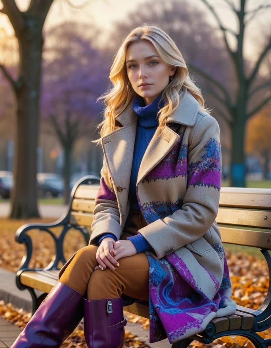 Blonde in Winter Coat: Hyperdetailed Portrait