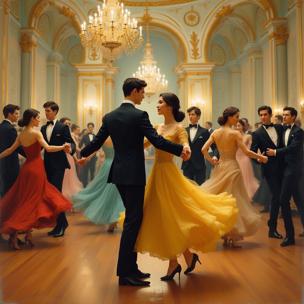 Elegant Ballroom Dance Scene in Opulent Style