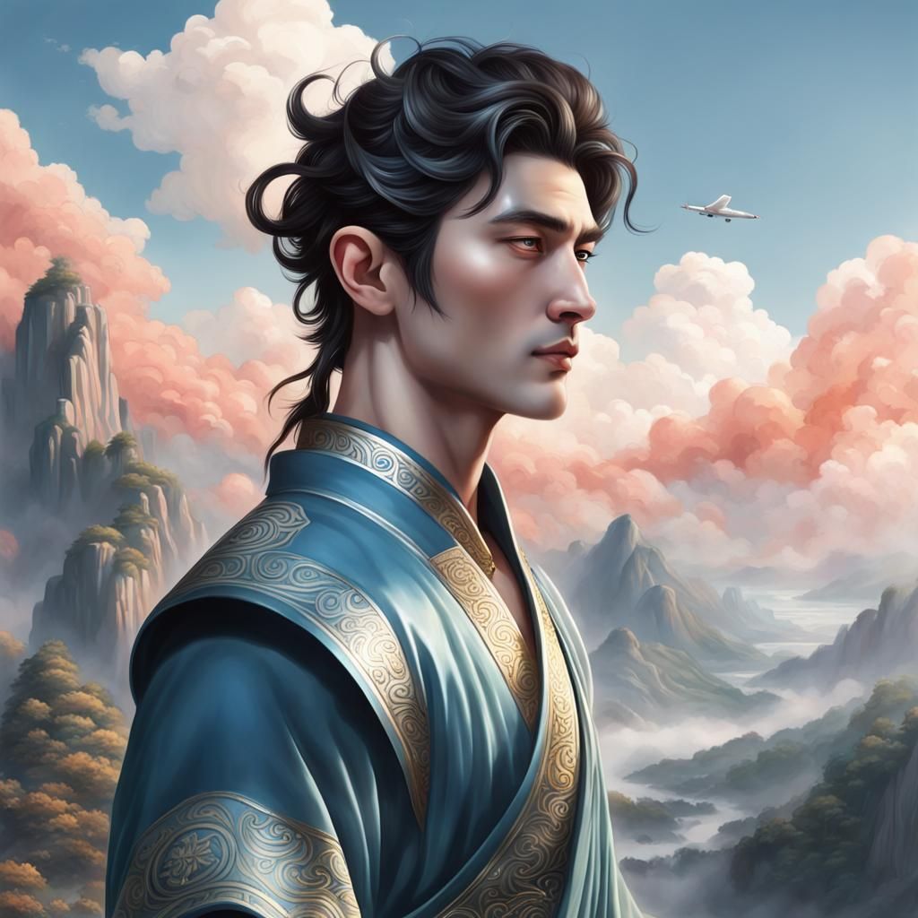 Realistic Handsome God of the Air Portrait