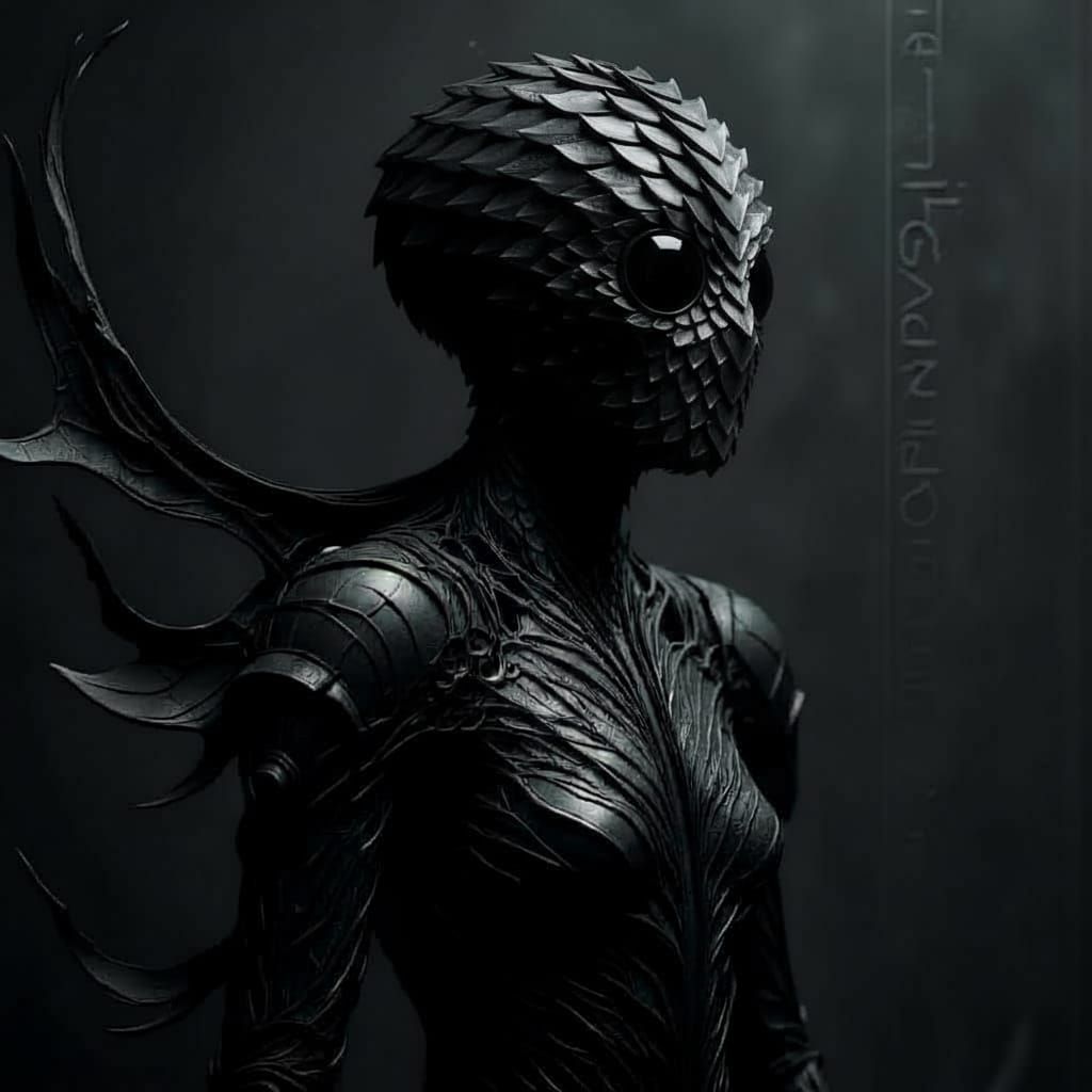 Gothic Woman in Obsidian Armour