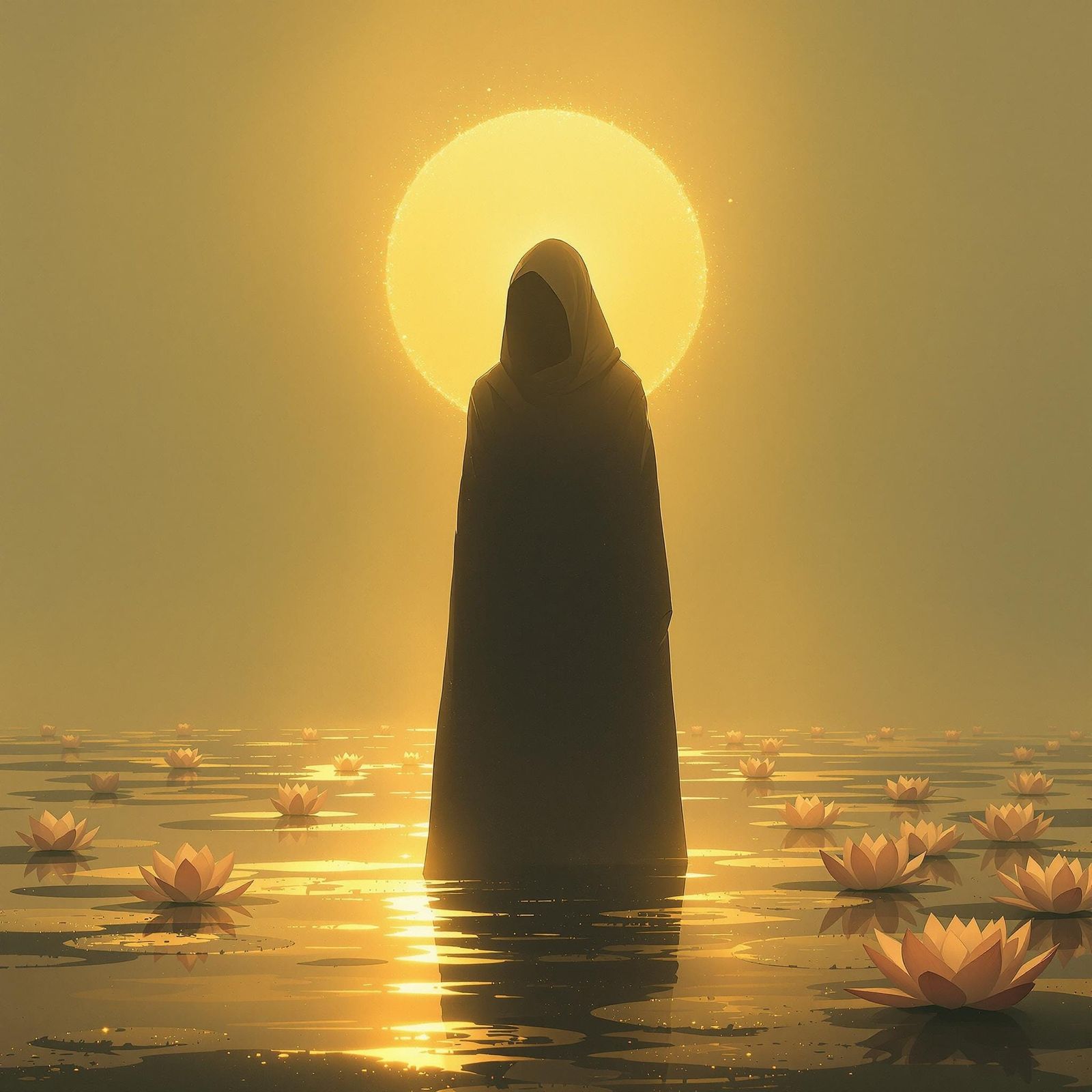 Serene Lake Figure in Dreamy Digital Art