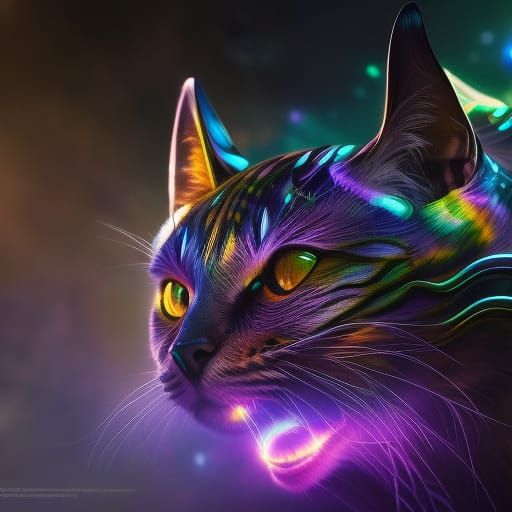 Bioluminescent Cat in Futuristic Armour