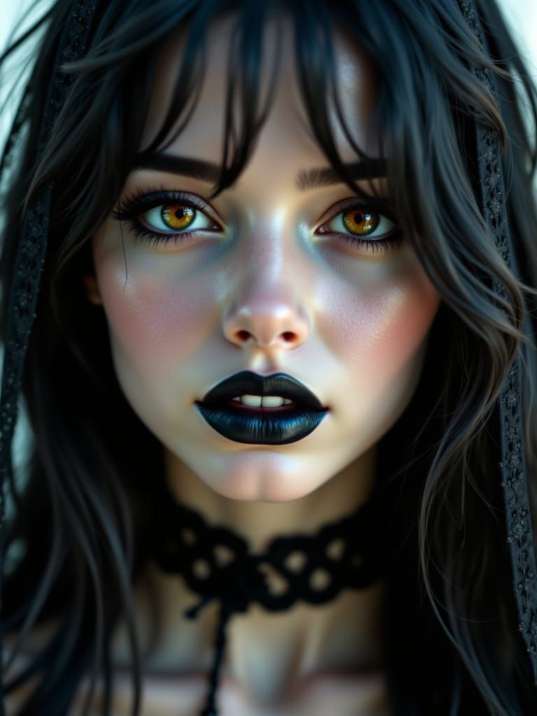 Gothic Girl Portrait with Realistic Beauty
