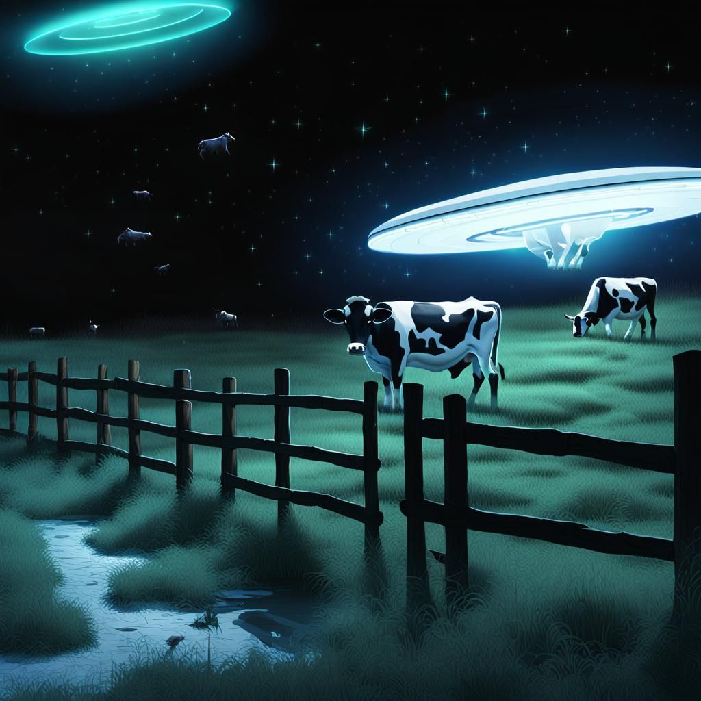 UFO Abduction: Neon Lights Over Prairie