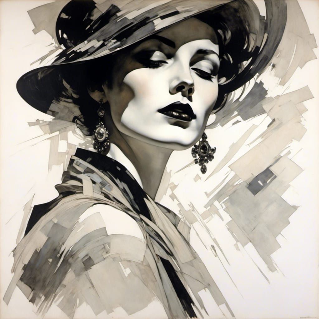Elegant Woman's Sketch in Leyendecker Style