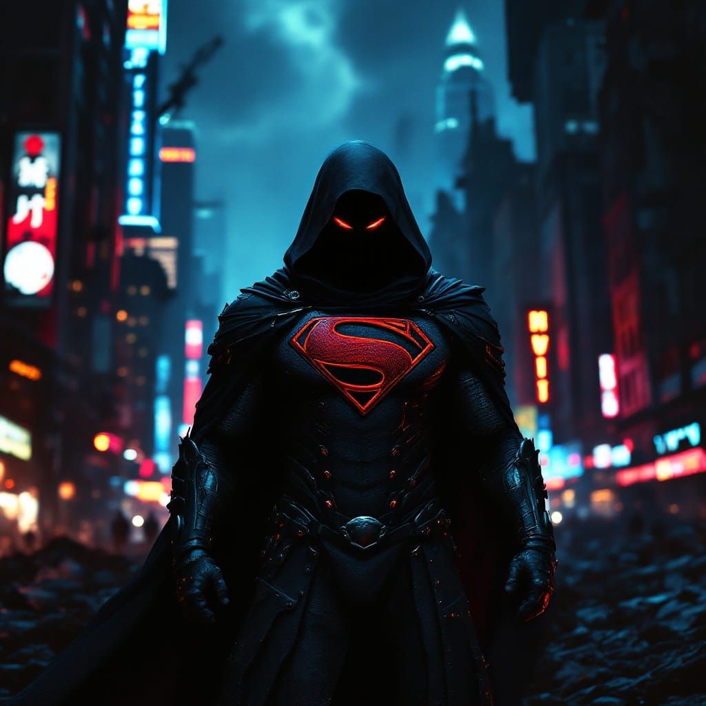 Apocalyptic Superman: Cinematic Soldier in Ruined City