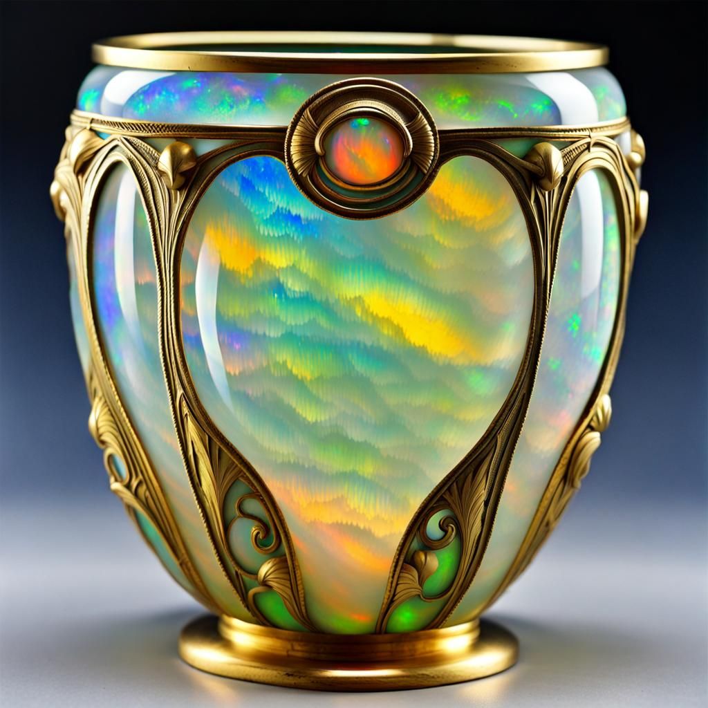 Art Deco Glass Vase with Mythical Creatures