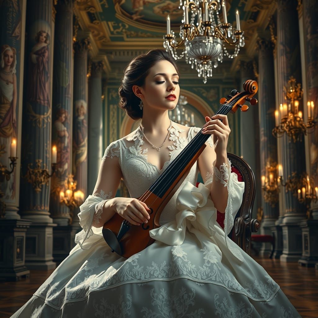 Elegant Noblewoman in Baroque Palace