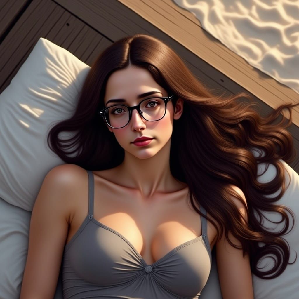 Sunrise Deck View of a Beautiful Woman