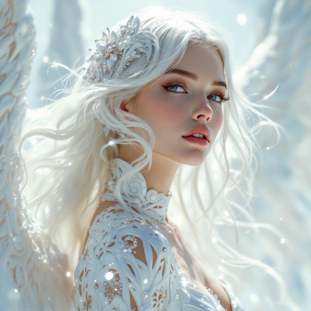 Angelic Portrait in Art Nouveau Style