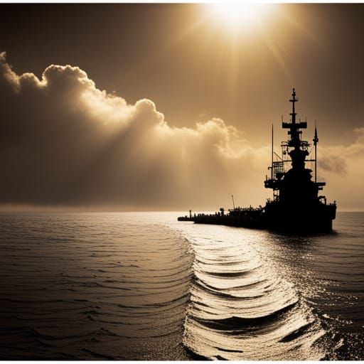 Submarine Surfaces in Stormy Seas: Photorealistic Seascape