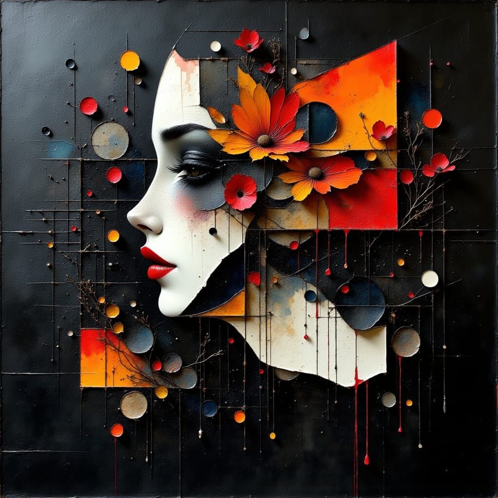 Surreal Abstract Chess Composition in Red and Yellow