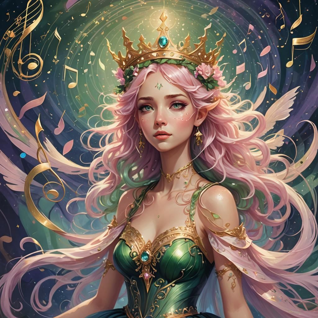 Green-Eyed Fairy Queen in Musical Whirlwind