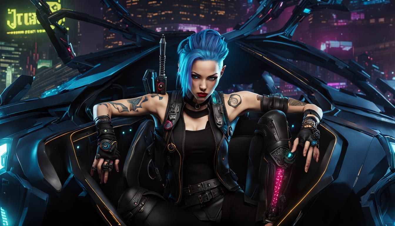 Jinx from Arcane in Cyberpunk Style