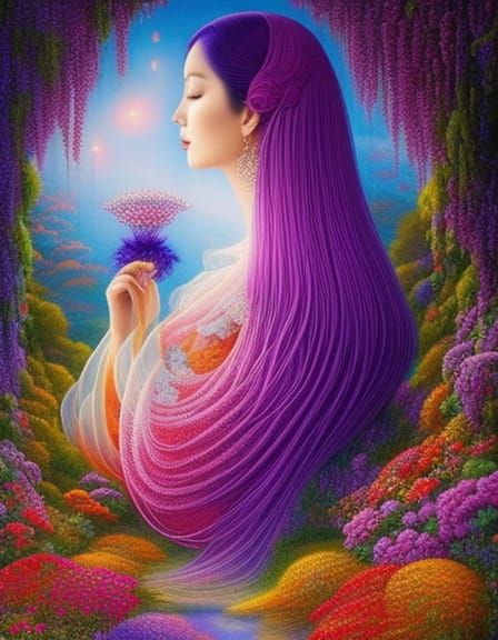 Lace Flower Room: Photorealistic Gouache Art