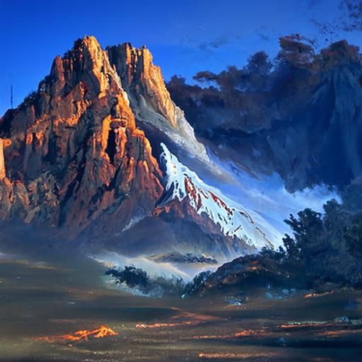 Mount Olympus at Dawn in Oil Painting Style