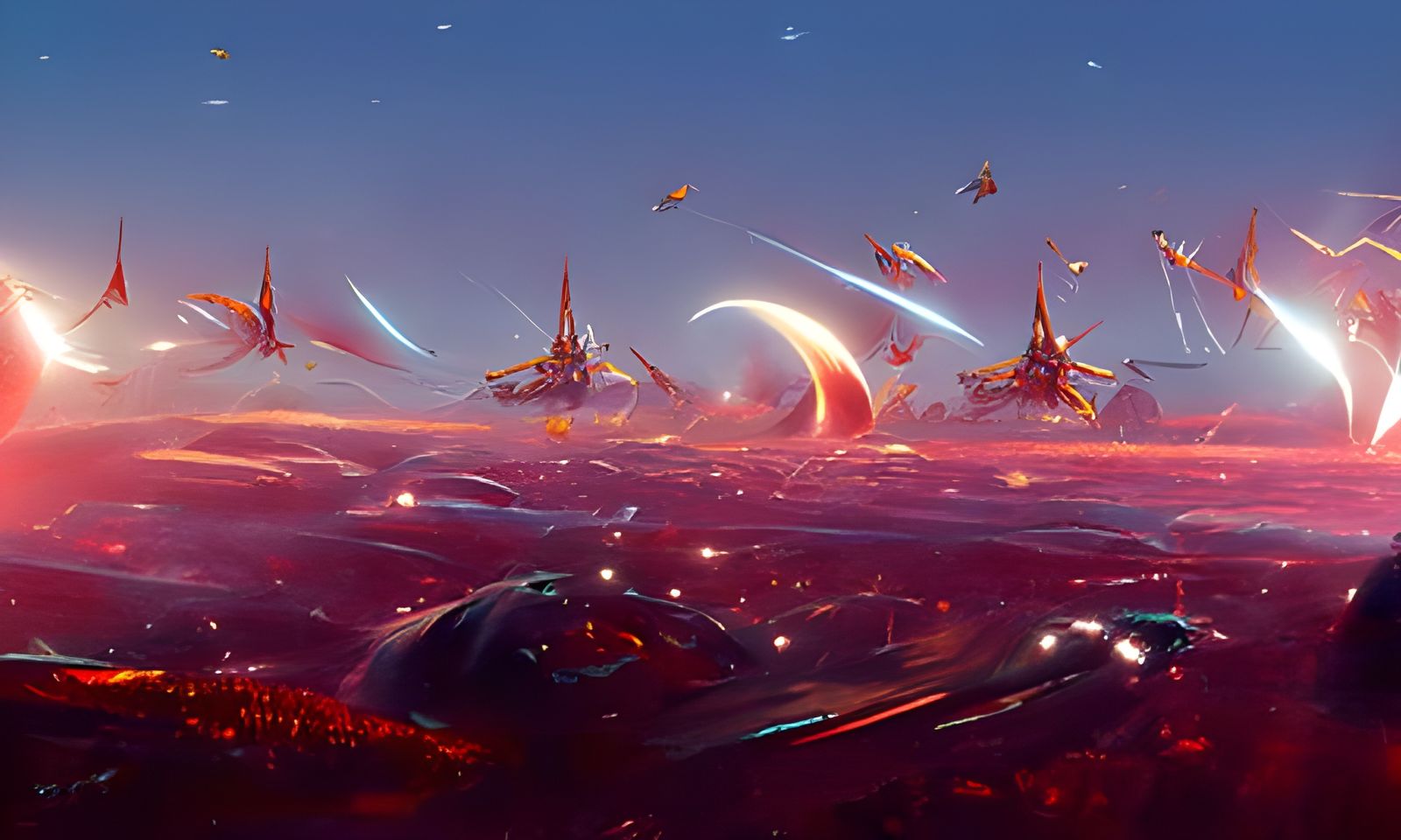 Epic Starship Battle: Digital Matte Painting