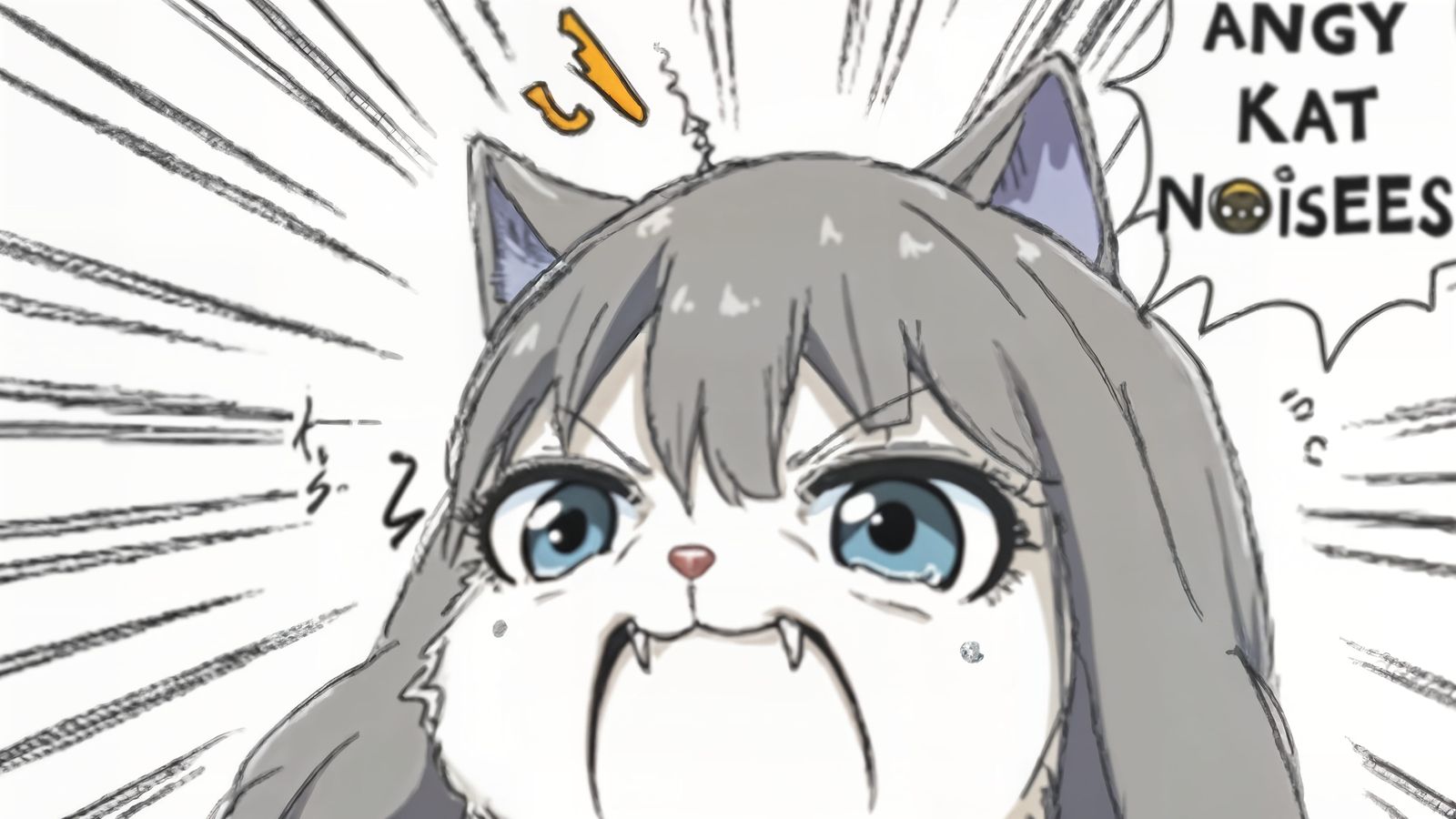 Cute Anime Catgirl Shouting Angrily