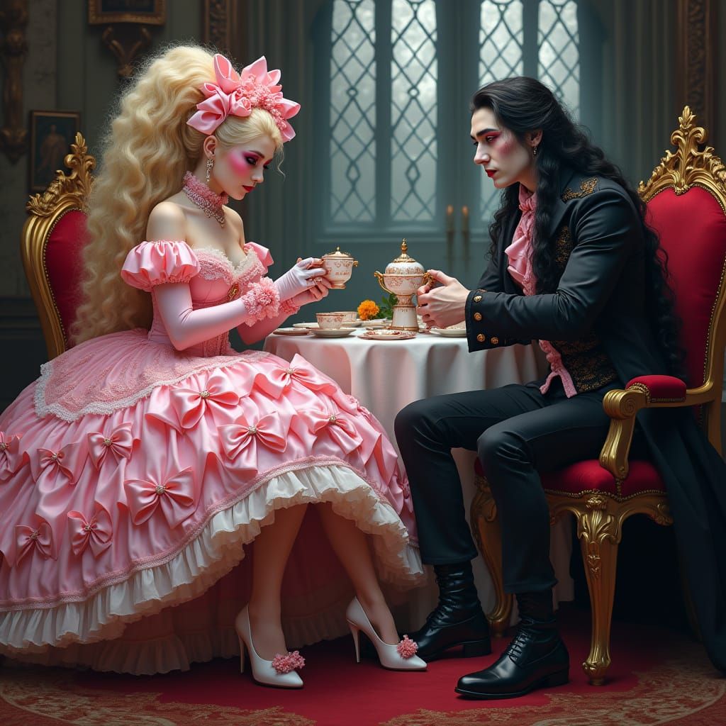 Vampire King and His Elegant Sissy Wife in a Dark Castle