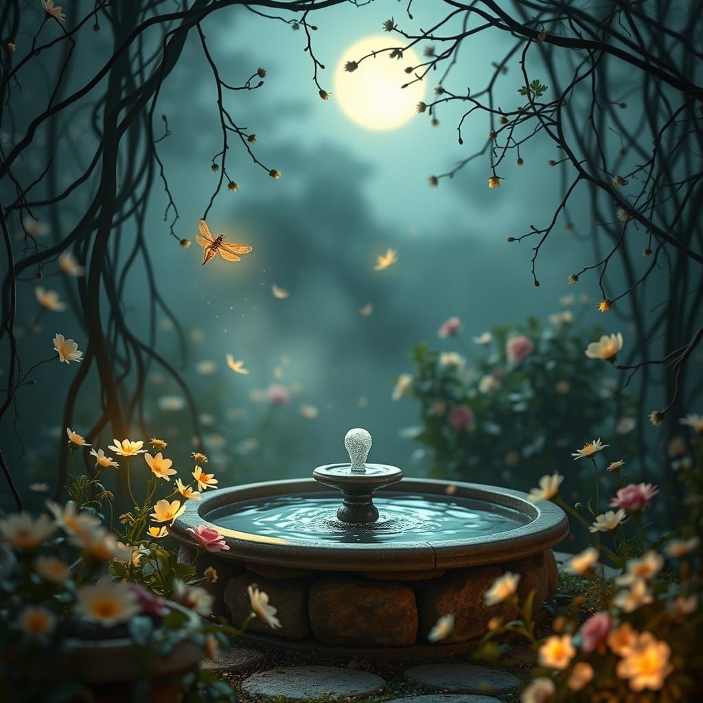 Dreamy Garden Scene in Ethereal Style