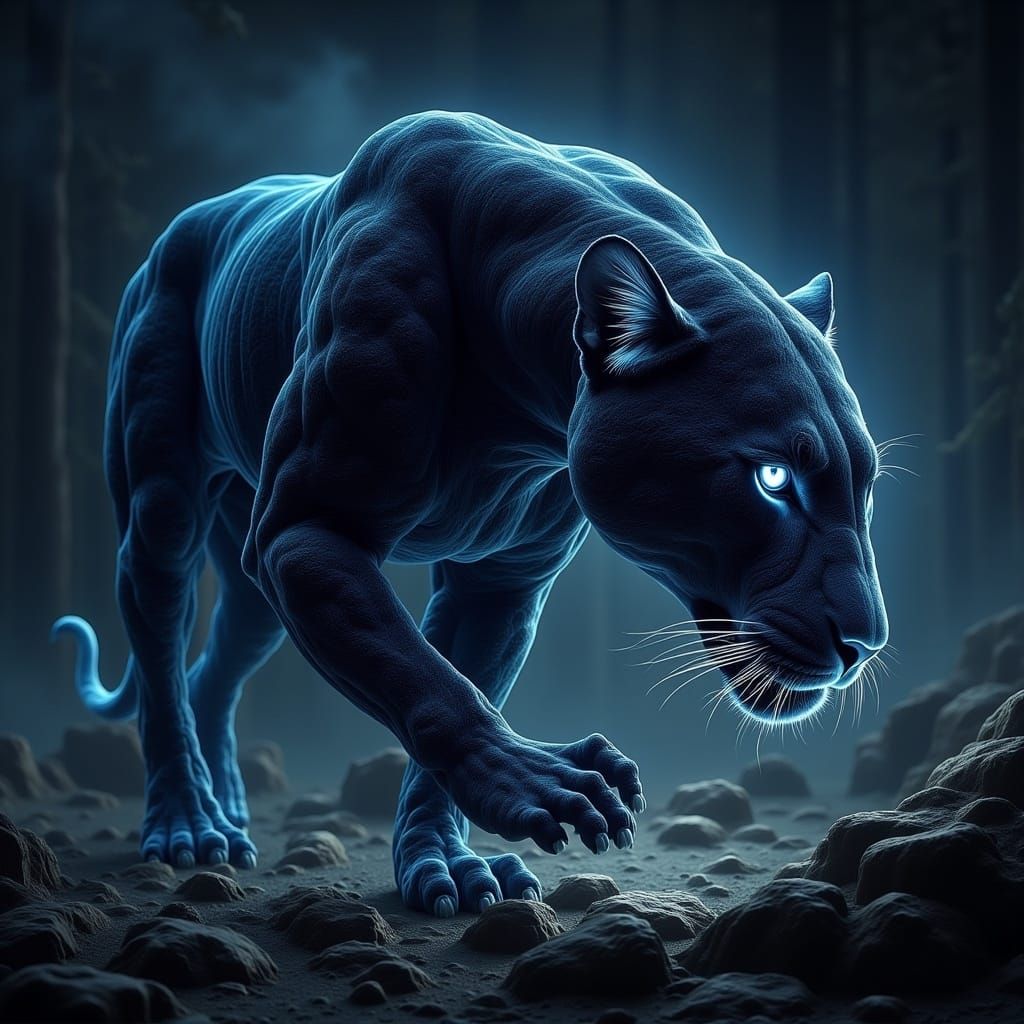 Majestic Jaguar Radiating Ethereal Light in Neon-Noir Style