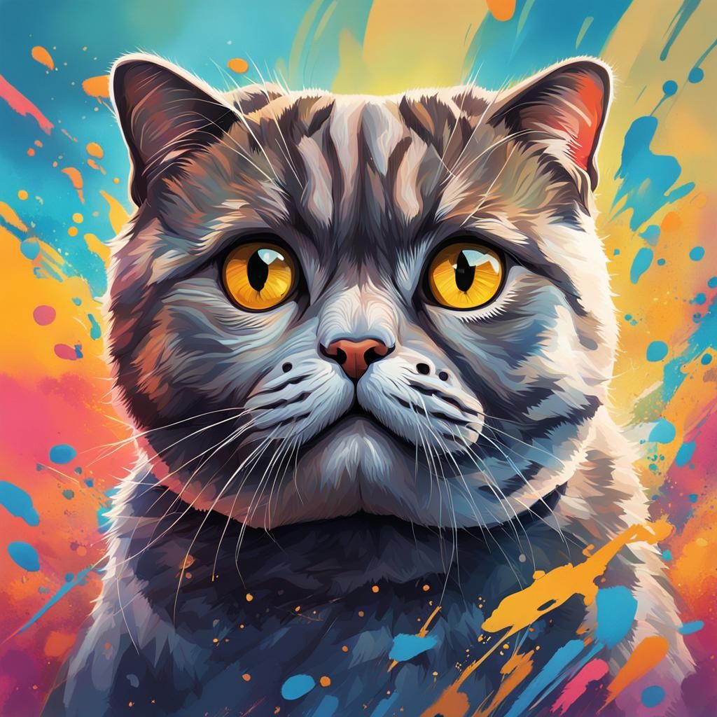 Hyperrealistic Scottish Fold Cat Portrait