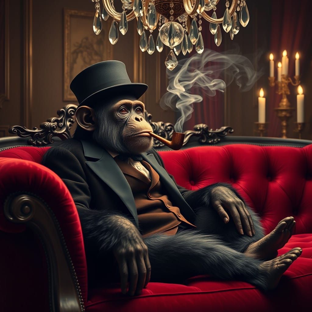 Refined Chimpanzee in Opulent Georgian Setting