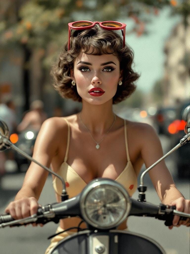 Pin-Up on Vespa: Glitch Art Fusion of Friedlander and Carson